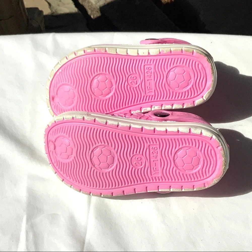 Pink White Plastic Slip-On Shoes Inf Girl 26 (9.5)